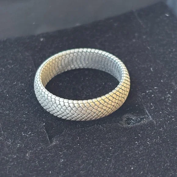 Brand New Sterling Silver 925 Snakeskin Wedding Band Ring Handcrafted Minimalist
